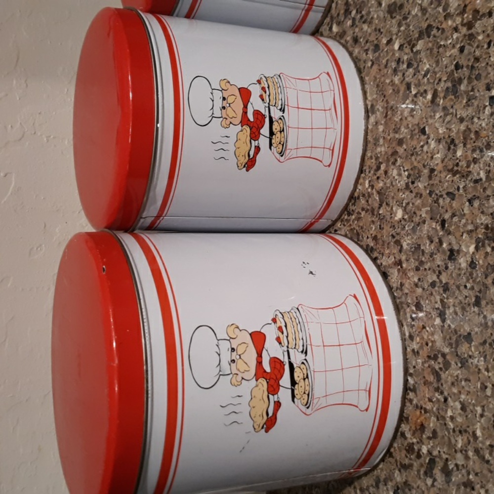 Vintage Tin Nesting Canister Set Of 4 Vintage - Picture 3 of 15